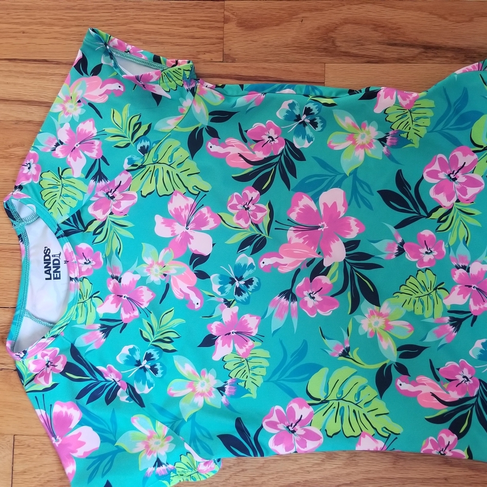 Lands' End Tropical Floral Swimshirt